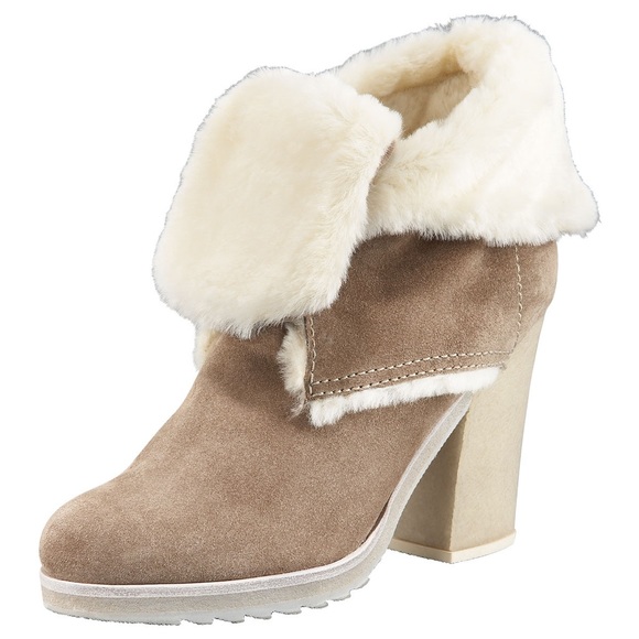 Vintage Suede Prada Calzature Donna Lace Up Bootie Size: 38 (US 7.5) Color:Bambu - Picture 1 of 6